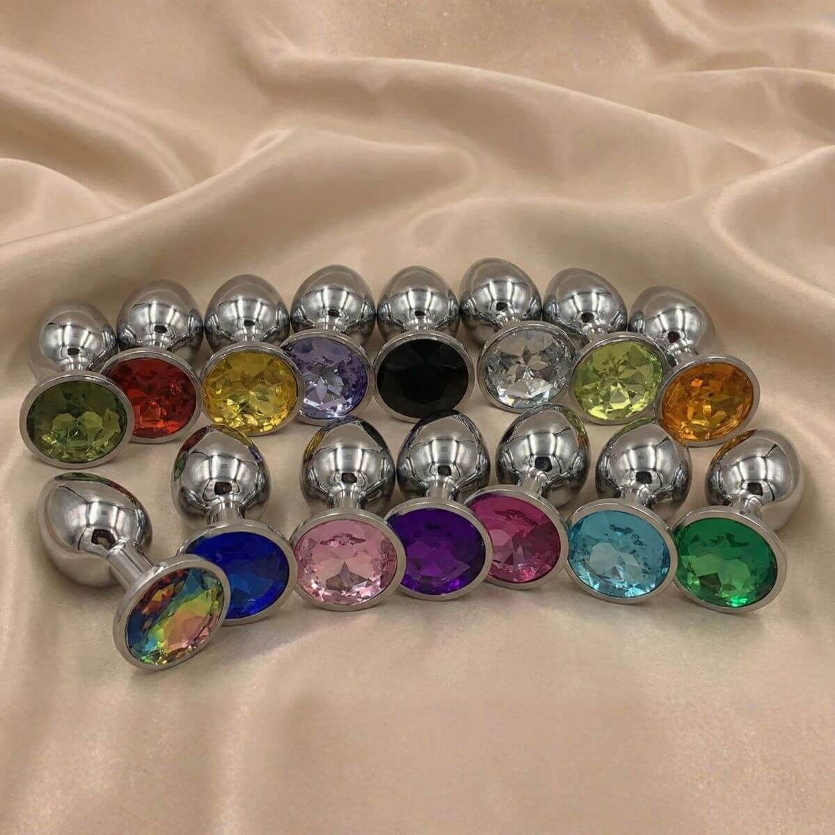 鏡面拋光寶石金屬肛塞:多色璀璨,定義你的私密美學(大中小三套組) 1 金屬肛塞組!!